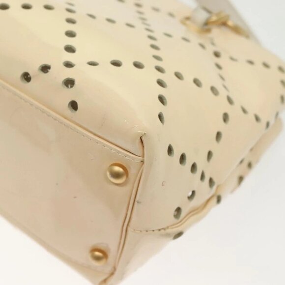 CHANEL Chain Shoulder Bag Enamel Ivory Gold CC Auth 136726 - Picture 4 of 16